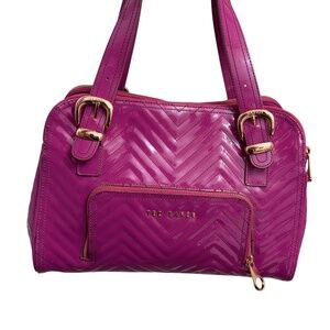 Ted baker purple patent leather chevron quilted tote bag